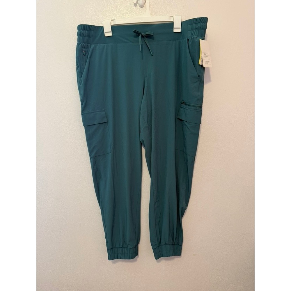 All in Motion Womens Woven Cargo Jogger Pants Teal Green XXL New NWT